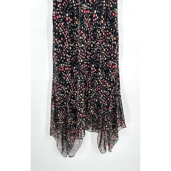 vintage 90s HANDKERCHIEF HEM midi dress polka dot Y2K surplice neckline M L - Picture 5 of 7